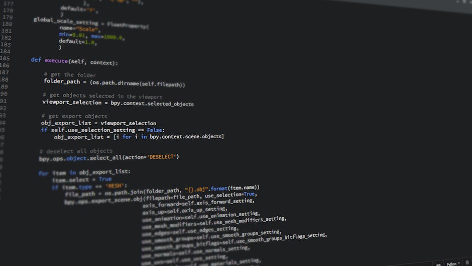 A close-up view of a MacBook Pro laptop displaying a dark-themed code editor with various lines of JavaScript and HTML code related to web application development. The screen shows colored syntax high